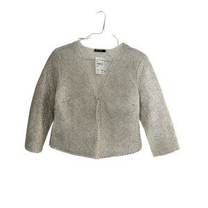 NIC+ZOE Lace Open Front Cropped Jacket Ivory Petite LP NWT